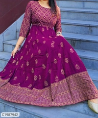 Women's Royon Kurtis Cotton Fabric  - coffee color 