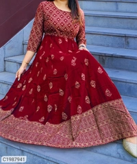 Women's Royon Kurtis Cotton Fabric  - coffee color 