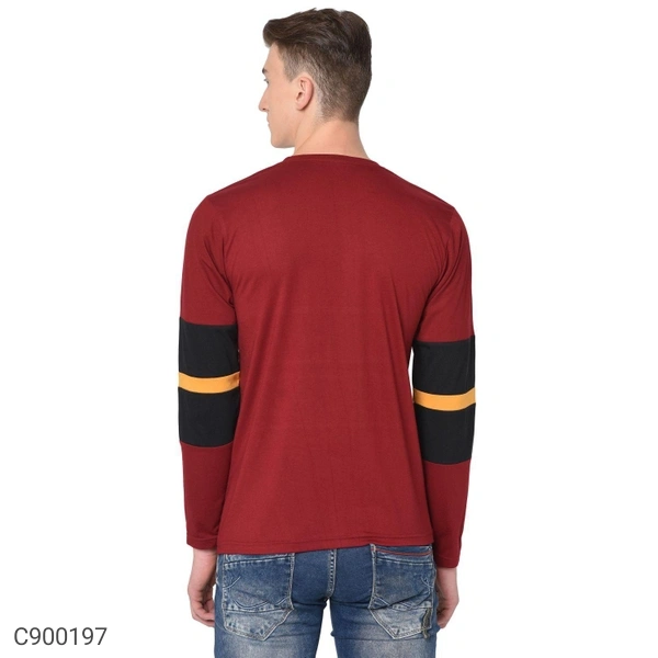 Men's Color Block Tshirt Solid - RED, L