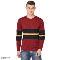 Men's Color Block Tshirt Solid - RED, XL