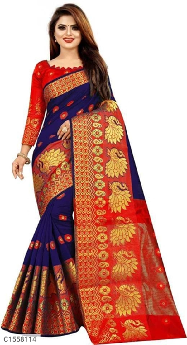 Banarasi Cotton Silk Sarees Women's  - Red