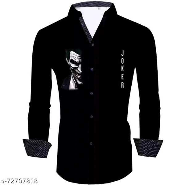 Joker Printed Shirt Fabric - Black, 2.25m