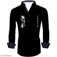 Joker Printed Shirt Fabric - Black, 2.25m