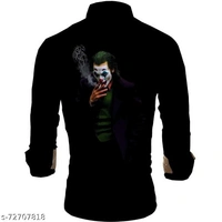 Joker Printed Shirt Fabric - Black, 2.25m