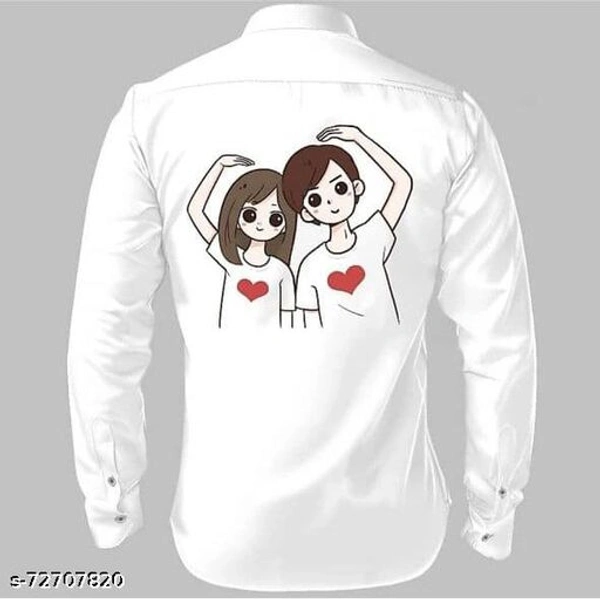 Couple Printed Shirt Fabric - White, 2.25m