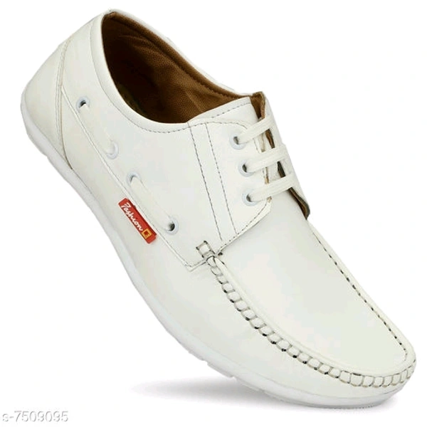 Men's Synthetic Leather White Casual Shoes - White, 6