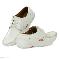 Men's Synthetic Leather White Casual Shoes - White, 7