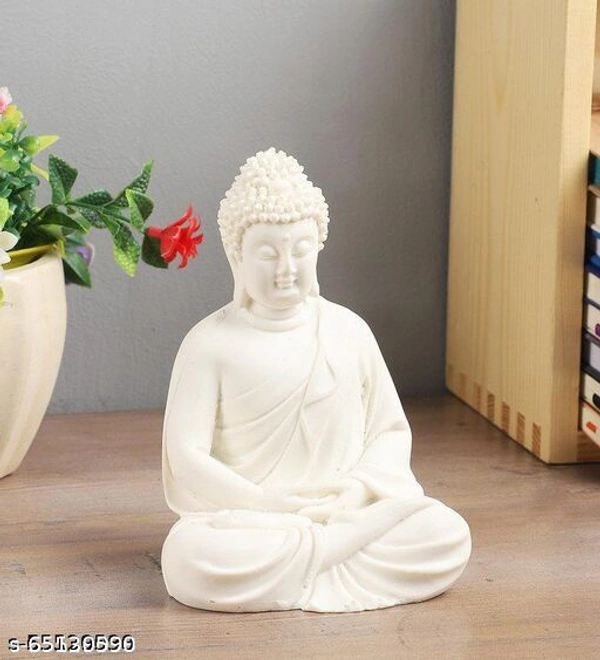 Premium Handcrafted Meditation Statue Of Lord Buddha - White, 5.5 inch