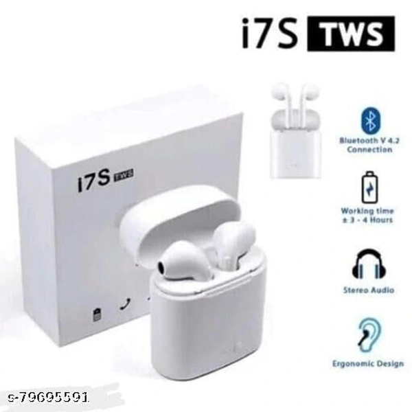 I7TWS WIRELESS HEADPHONE FOR ANDROID AND IOS Bluetooth Headset (White, True Wireless)/,/ - free Size 