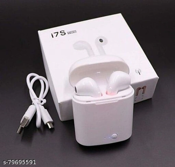 I7TWS WIRELESS HEADPHONE FOR ANDROID AND IOS Bluetooth Headset (White, True Wireless)/,/ - free Size 