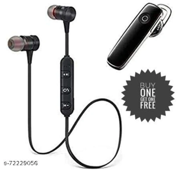 Combo of Wireless Earphone Bluetooth Headset, Hands-Free Bluetooth Earphone, HiFi Clear Sound Earphone with Mic, Noise Cancellation for iOS Devices & All Smartphone (Black) Bluetooth Headphones & Earphones - free Size 