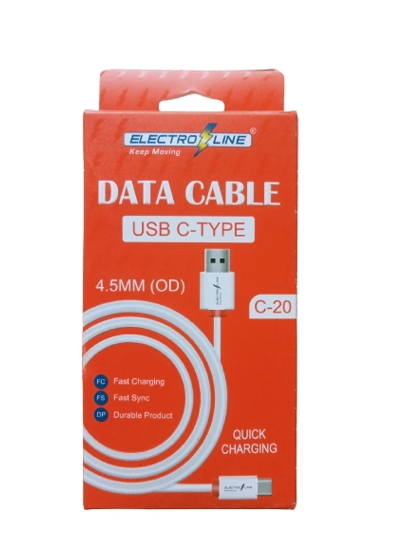 Electro⚡line Data Cable USB C-Type - White, 1 Miter