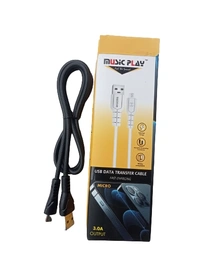 Music Play USB Data Transfer Cable (Fast Charging) Old Type  - Black, 1 Miter