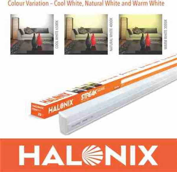 Halonix  HALONIX BATTEN STREAK SQUARE 20W Straight Linear LED Tube Light  (White) - White, 1.5 Miter