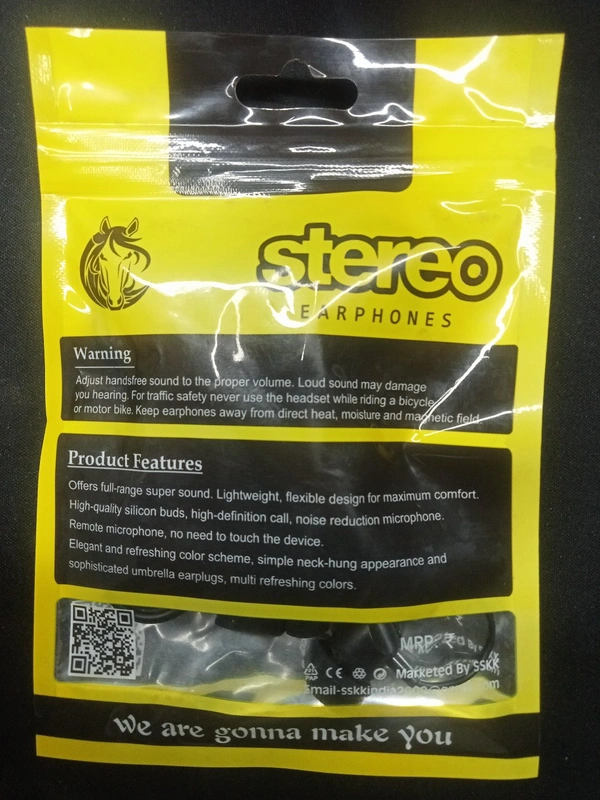 SSKK S K 27 Stereo Earphone - Black, 1 Miter