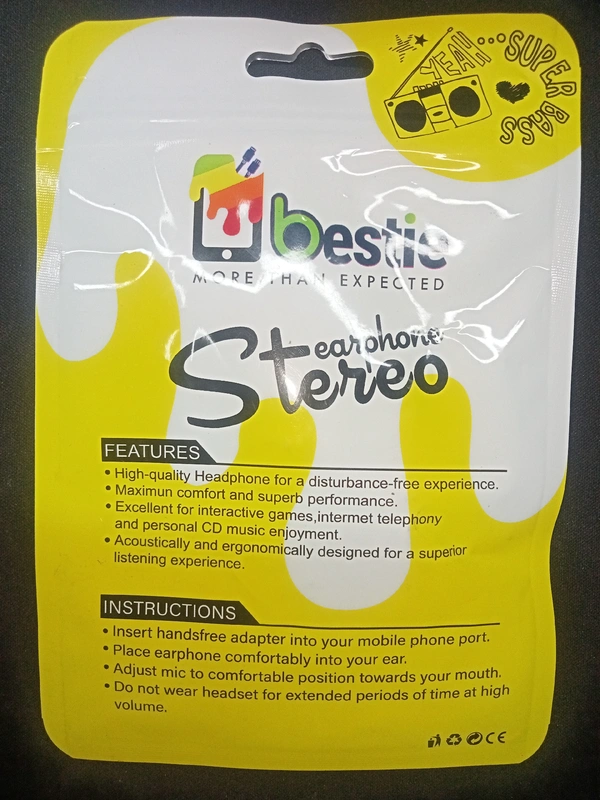 Bestie Stereo Earphone - Black, 1 Miter