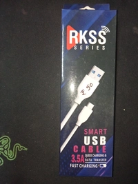 RKSS SERIES Smart USB Data Cable 3.5A Quick Charging And Data Transfer Fast Charging - White, 1 Miter