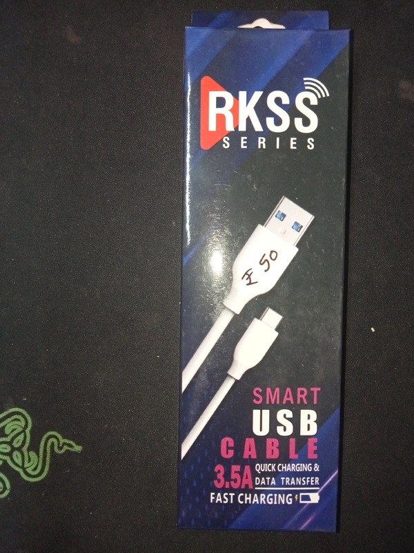 RKSS SERIES Smart USB Data Cable 3.5A Quick Charging And Data Transfer Fast Charging - White, 1 Miter