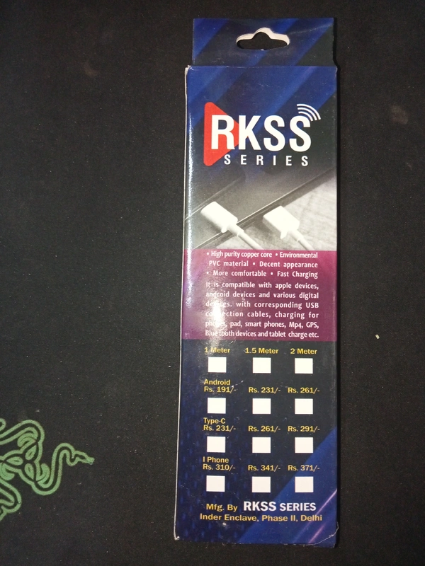 RKSS SERIES Smart USB Data Cable 3.5A Quick Charging And Data Transfer Fast Charging - White, 1 Miter