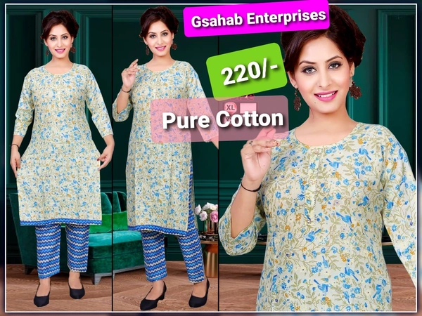 Cotton kurti Pant Set