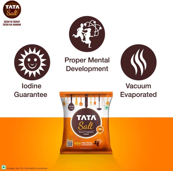 TATA Tata Salt (Namak), Vacuum Evaporated Iodised, Pouch - 500g