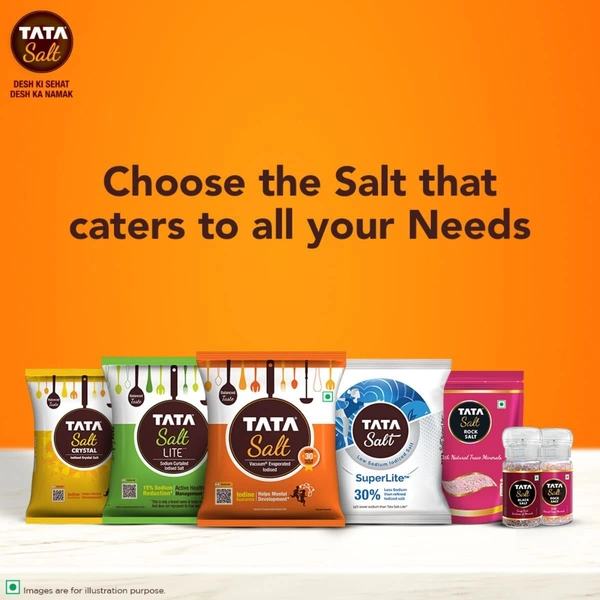 TATA Tata Salt (Namak), Vacuum Evaporated Iodised, Pouch - 500g