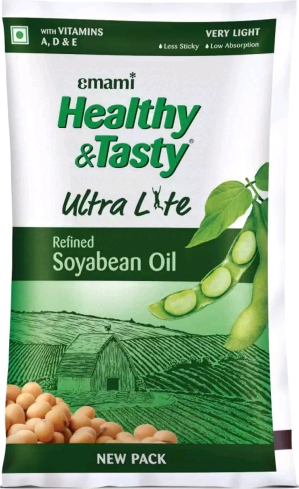 EMAMI Healthy & Tasty Ultra Lite Refined Soyabean Oil Pouch (Soyabean Oil 900g) - 900g
