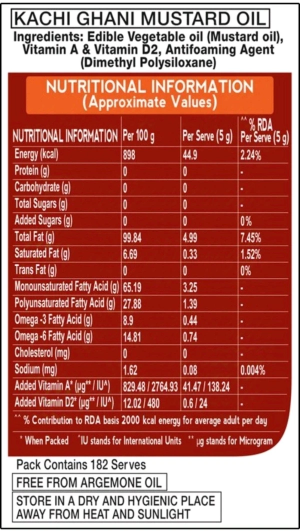 Classic Kachi Ghani Mustard Oil (Sarson Tel) 1L - 1L Pouch