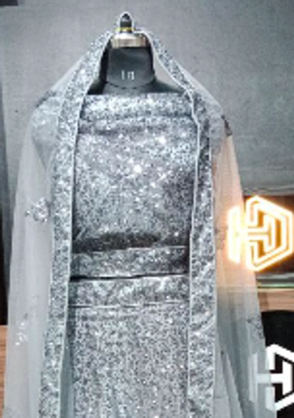 Ash Grey Sequin Lehanga - Ash Grey