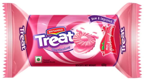 Britannia Treat Buzzy Straberry Biscuits - 10/-