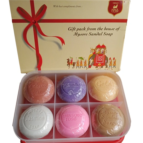 Mysore Sandal Gift Pack Color Bathing Soap - 6X150g