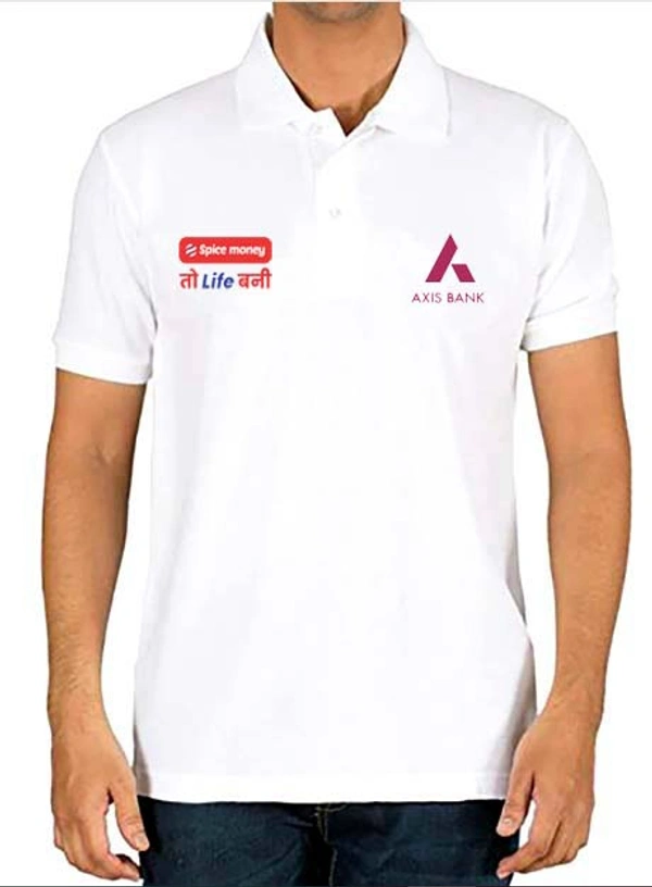 Spice Money Axis Bank Coller T Shirt  - L