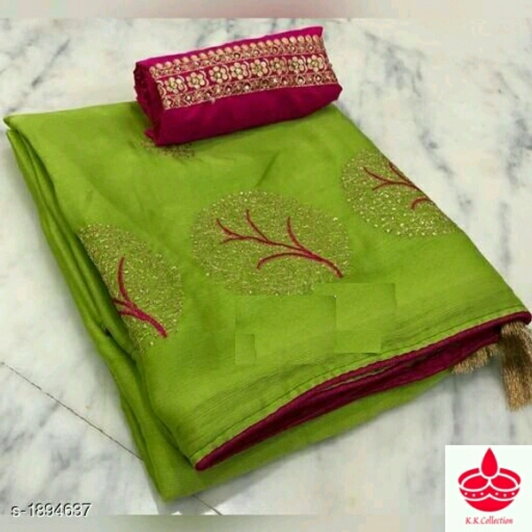 Name: Attractive Moss Chiffon Embroidery SareeMultipack: SingleSizes: Free SizeCountry of Origin: India - color free, Free size