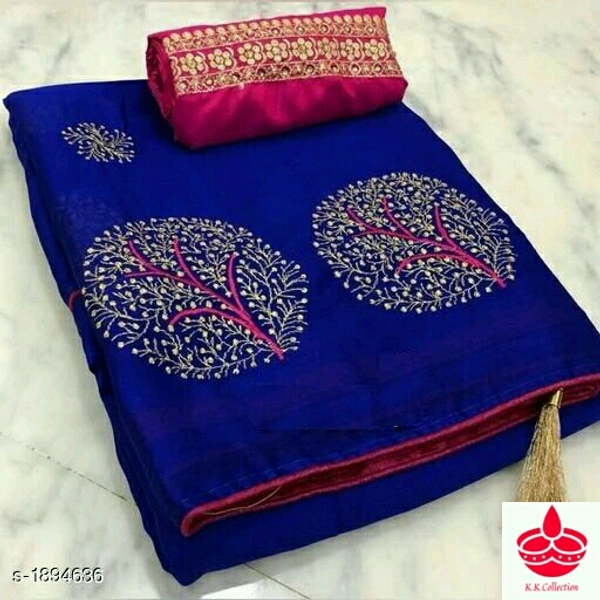 Name: Attractive Moss Chiffon Embroidery SareeMultipack: SingleSizes: Free SizeCountry of Origin: India - color free, Free size