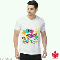 HOLI T-SHIRT.Fabric: PolycottonPattern: PrintedSleeve Length: Short SleevesMultipack: 1This is Holi printed t-shirt. This T-shirt conatin 100 GSM of polyster fabric.This is polyster t-shirt Sizes: 