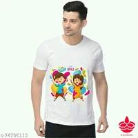 HOLI T-SHIRT.Fabric: PolycottonPattern: PrintedSleeve Length: Short SleevesMultipack: 1This is Holi printed t-shirt. This T-shirt conatin 100 GSM of polyster fabric.This is polyster t-shirt Sizes: 
