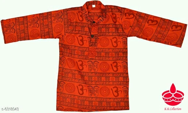 Om Printed Short KurtaFabric: Cotton BlendSleeve Length: Short SleevesPattern: PrintedMultipack: SingleSizes: 1-2 Years, 2-3 Years (Chest Size: 26 in, Length Size: 15 in) 3-4 Years (Chest Size: 27 in, Length Size: 16 in) 4-5 Years, 5-6 Years, 6-7 Years, 7-8 Years, 8-9 Years, 9-10 Years, 10-11 Years, 11-12 Years, 12-1