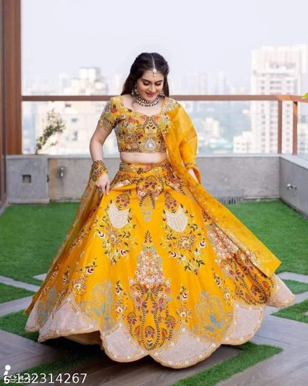 Brand new latest Designer Trending And Stylish Lehenga  - Yellow, Semi Stitched
