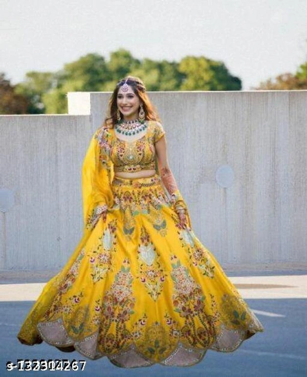 Brand new latest Designer Trending And Stylish Lehenga  - Yellow, Semi Stitched