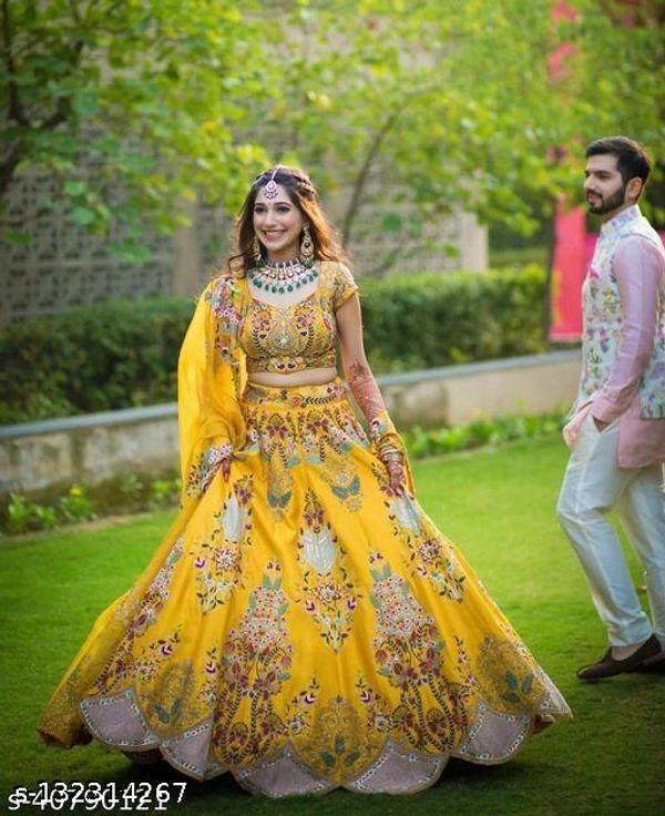 Brand new latest Designer Trending And Stylish Lehenga  - Yellow, Semi Stitched