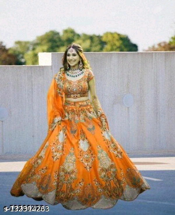 Brand new latest Designer Trending And Stylish Lehenga  - Web Orange, Semi Stitched