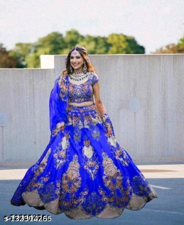 Brand new latest Designer Trending And Stylish Lehenga  - Blue, Semi Stitched