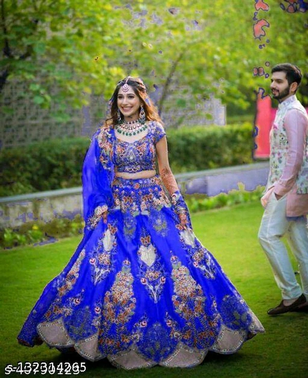 Brand new latest Designer Trending And Stylish Lehenga  - Blue, Semi Stitched