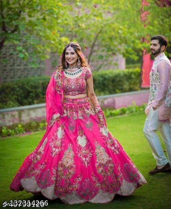 Brand new latest Designer Trending And Stylish Lehenga  - Wild Watermelon, Semi Stitched