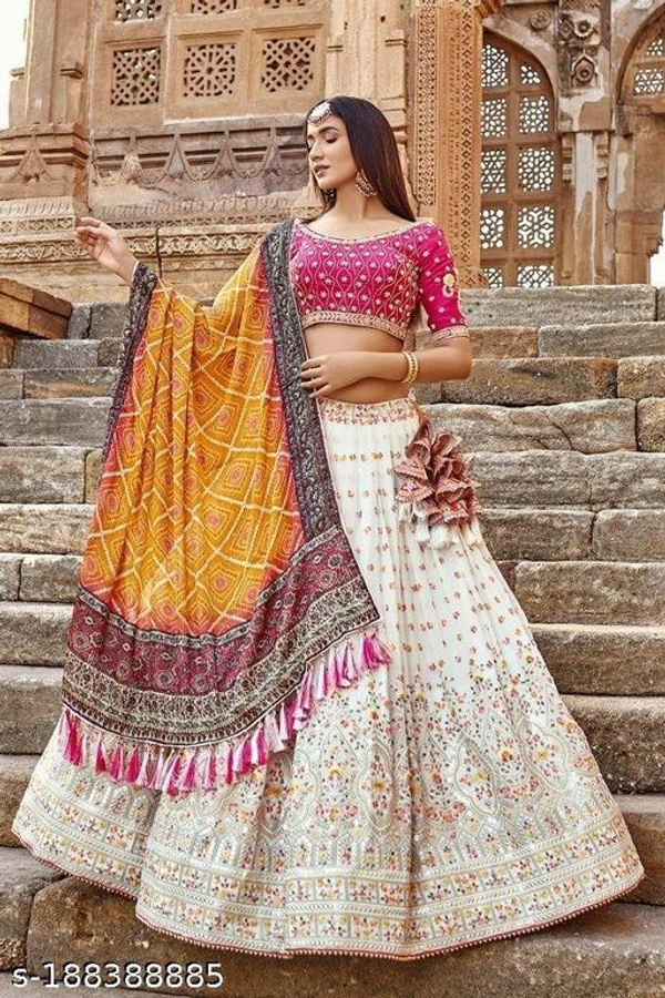 Alonic Fab Women's Lehenga Choli With Duppta  - Semi Stitched