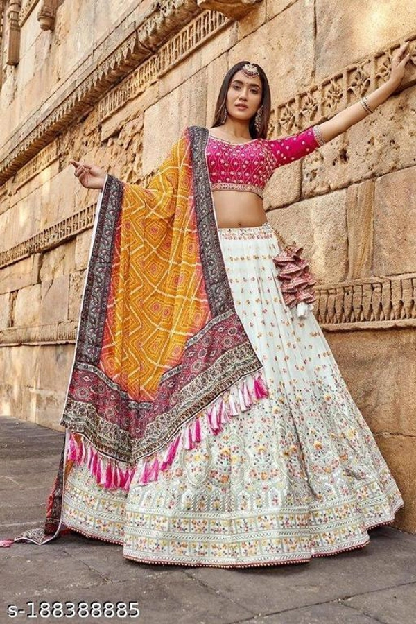 Alonic Fab Women's Lehenga Choli With Duppta  - Semi Stitched