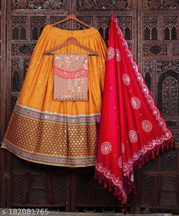 Sf-1235 Heavy Yellow Marron Lehenga  - Free Size