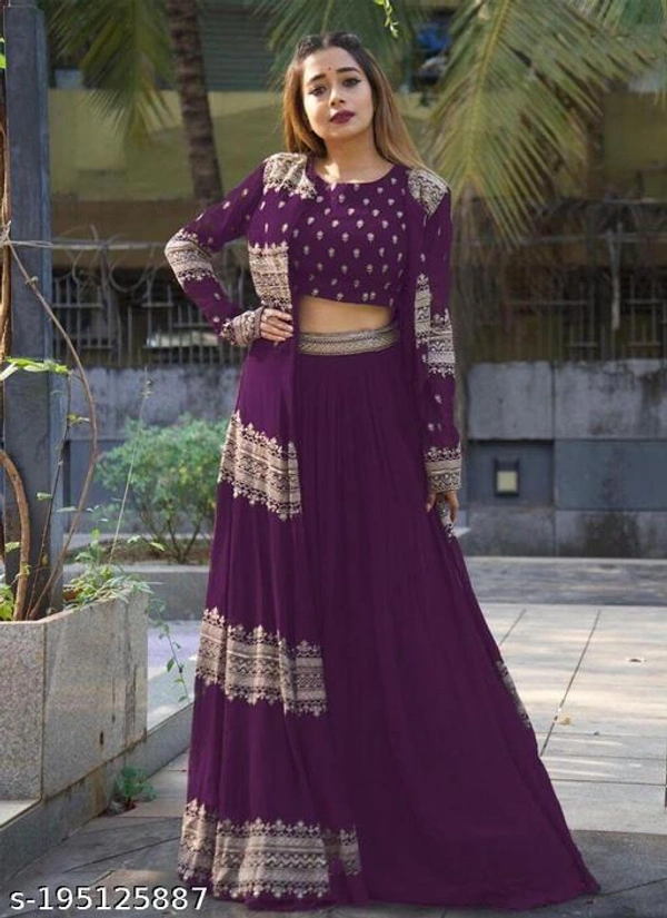 Exicutive Purple Colour Lehenga  - Semi Stitched