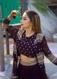 Exicutive Purple Colour Lehenga  - Semi Stitched