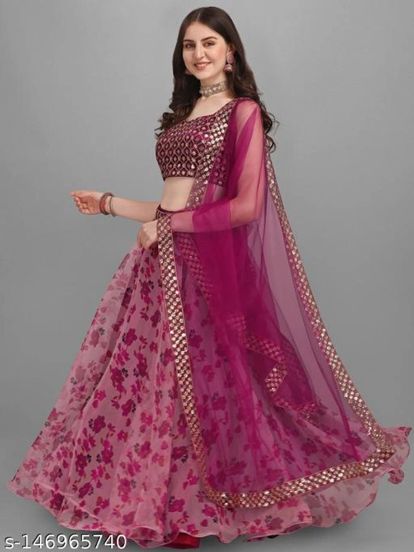 Women Pink Lehenga Choli  - Semi-Stitched